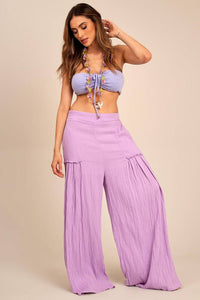 Yacamim Lilac G3 Palazzo Pants with Pleated Details