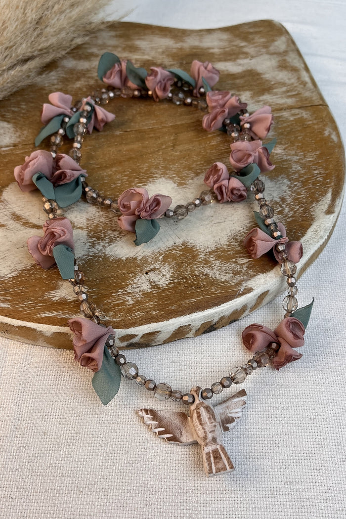 Holy Spirit Necklace Rosé Flowers Yacamim #290