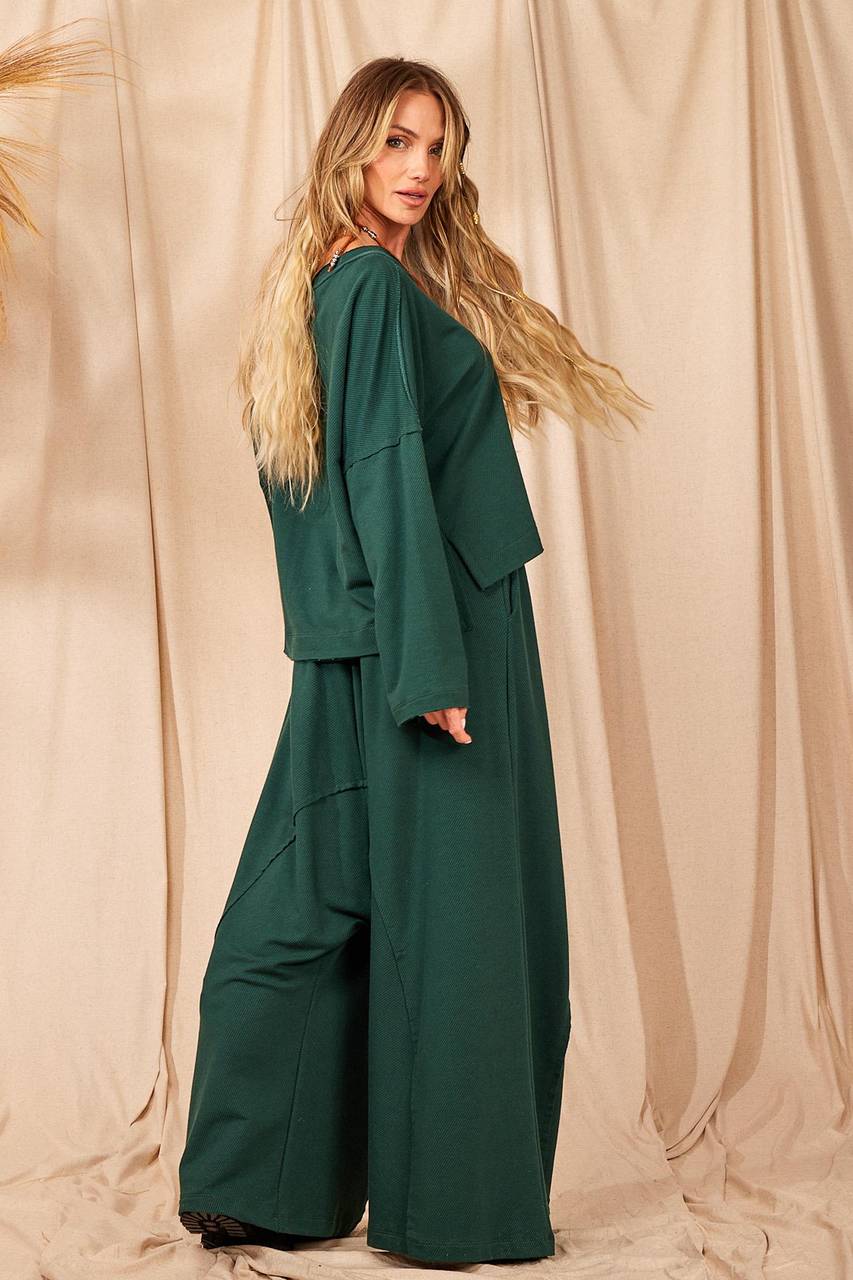 Yacamim Dark Green Harem Pants with Pockets