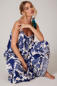 White and Blue Strappy Long Dress Pira Omomba’e Yacamim C31 Collection