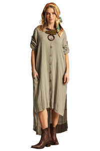 Yacamim C9 Extended Back Midi Dress in Green Tone