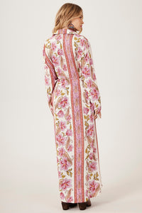 Yacamim Pink Paisley Print Wrap Long Shirt M3
