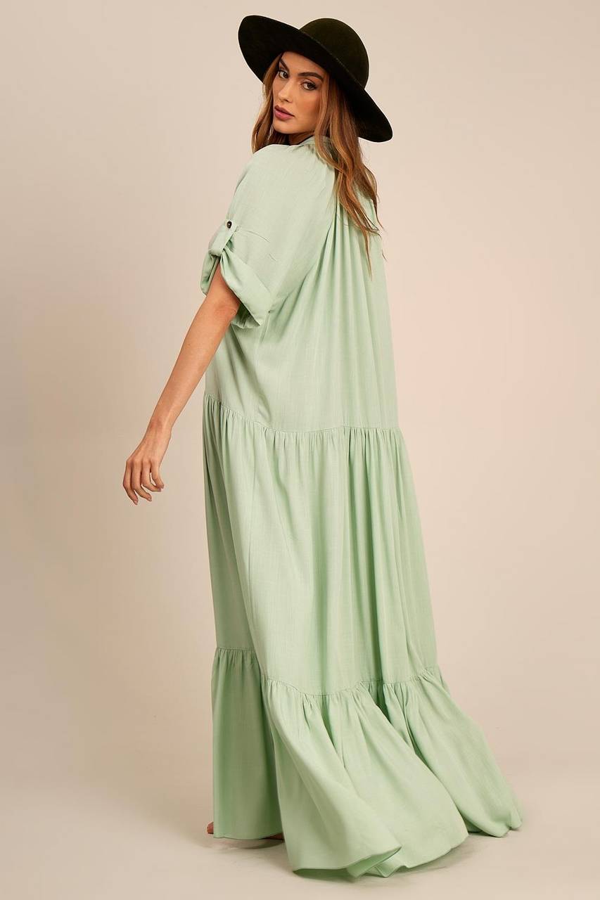 Yacamim Mint Green Long Shirtdress