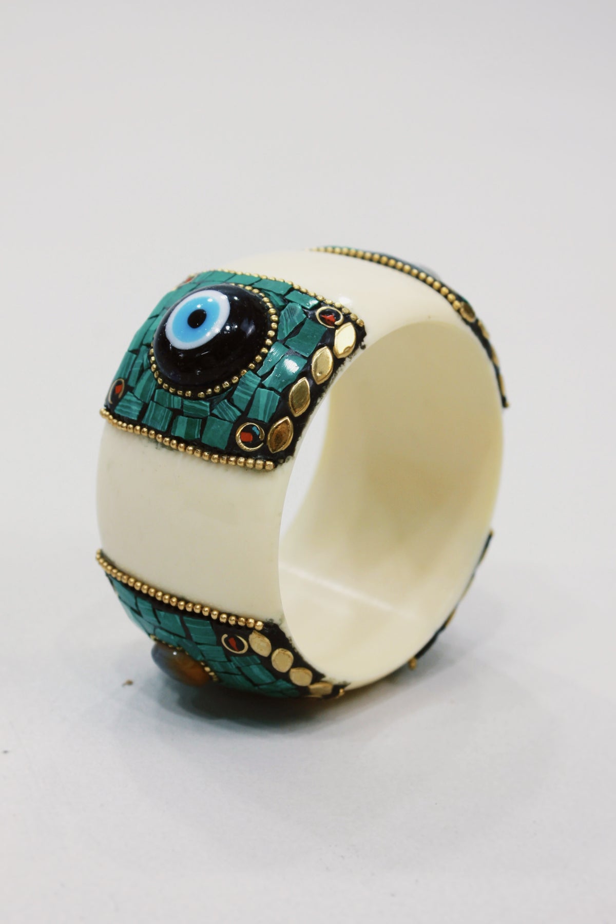 Yacamim Wide Ceramic Bracelet with Stones #578