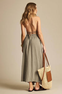 Yacamim Green Midi Skirt With Pockets