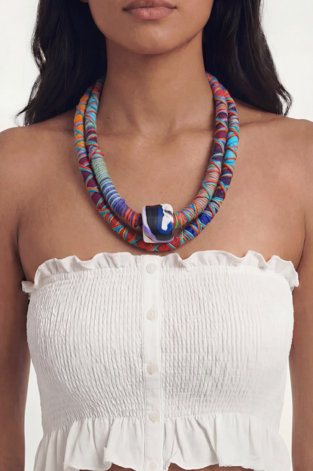 Yacamim #1067 Handmade Necklace with Braided Colorful Ropes