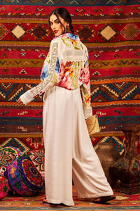 Yacamim Light Beige Sarouel Palazzo Pants with Pockets