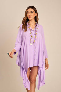 Yacamim B3 Lilac Ruffled Side Wide Shirt