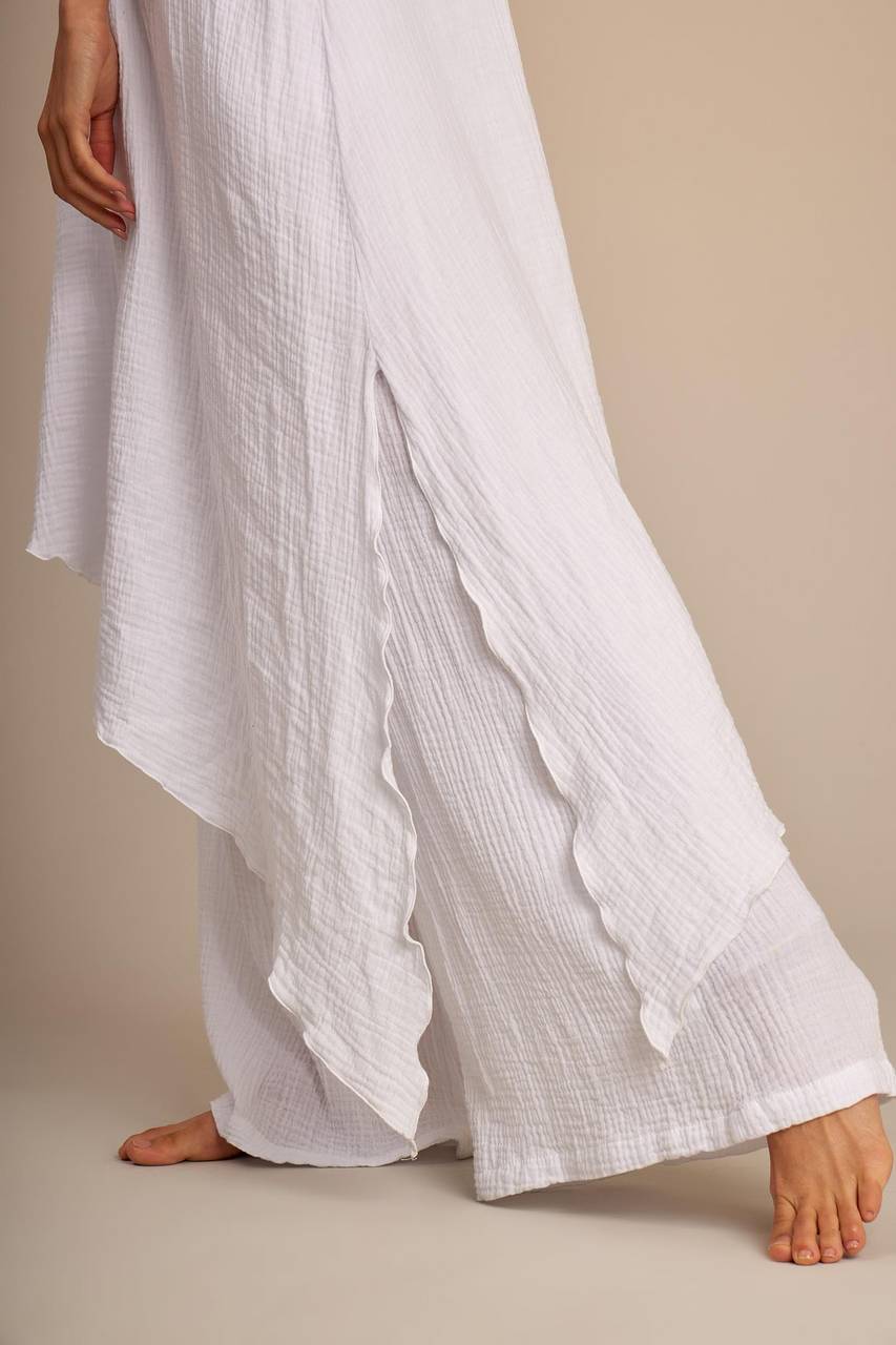 White Yacamim G1 Palazzo Pants with Pockets
