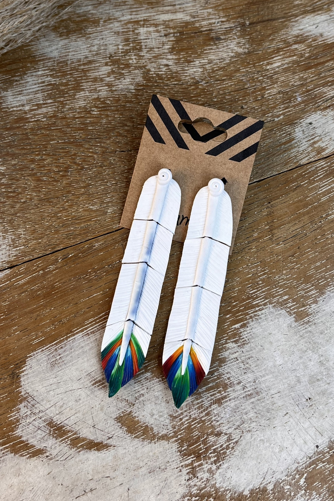 Yacamim White Feathers Handmade Polymer Clay Earring #281