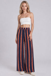 Calça Pantalona Azul Marinho E Vermelha Listrada Yacamim S6