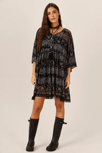 Yacamim D1 Black Paisley Tulle Tunic