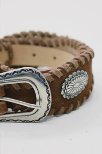 Brown Leather Belt With Metallic Buckle Yacamim #664