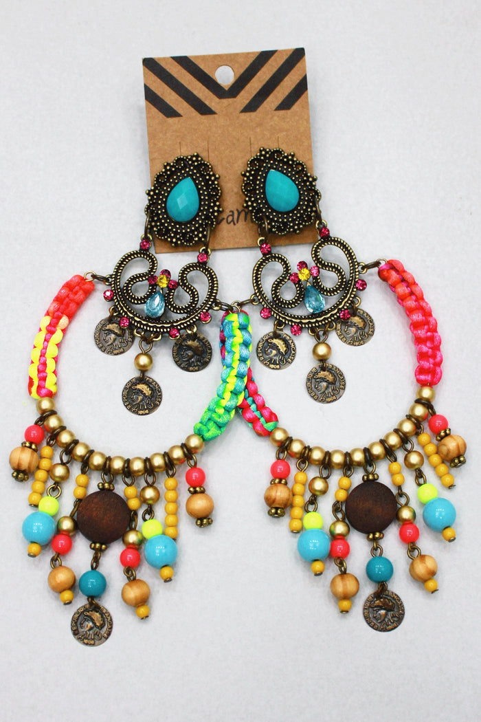 Yacamim Colorful Beaded and Macrame Earrings #402