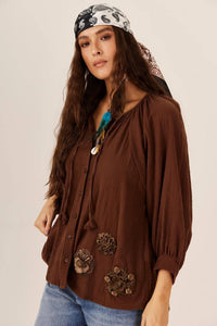 Yacamim Brown Marrakesh Gauze Shirt A19