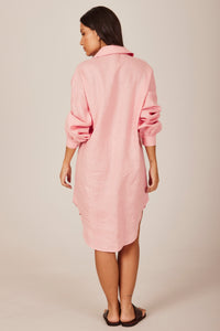 Yacamim P5 Solid Light Pink Long Linen Classic Shirt