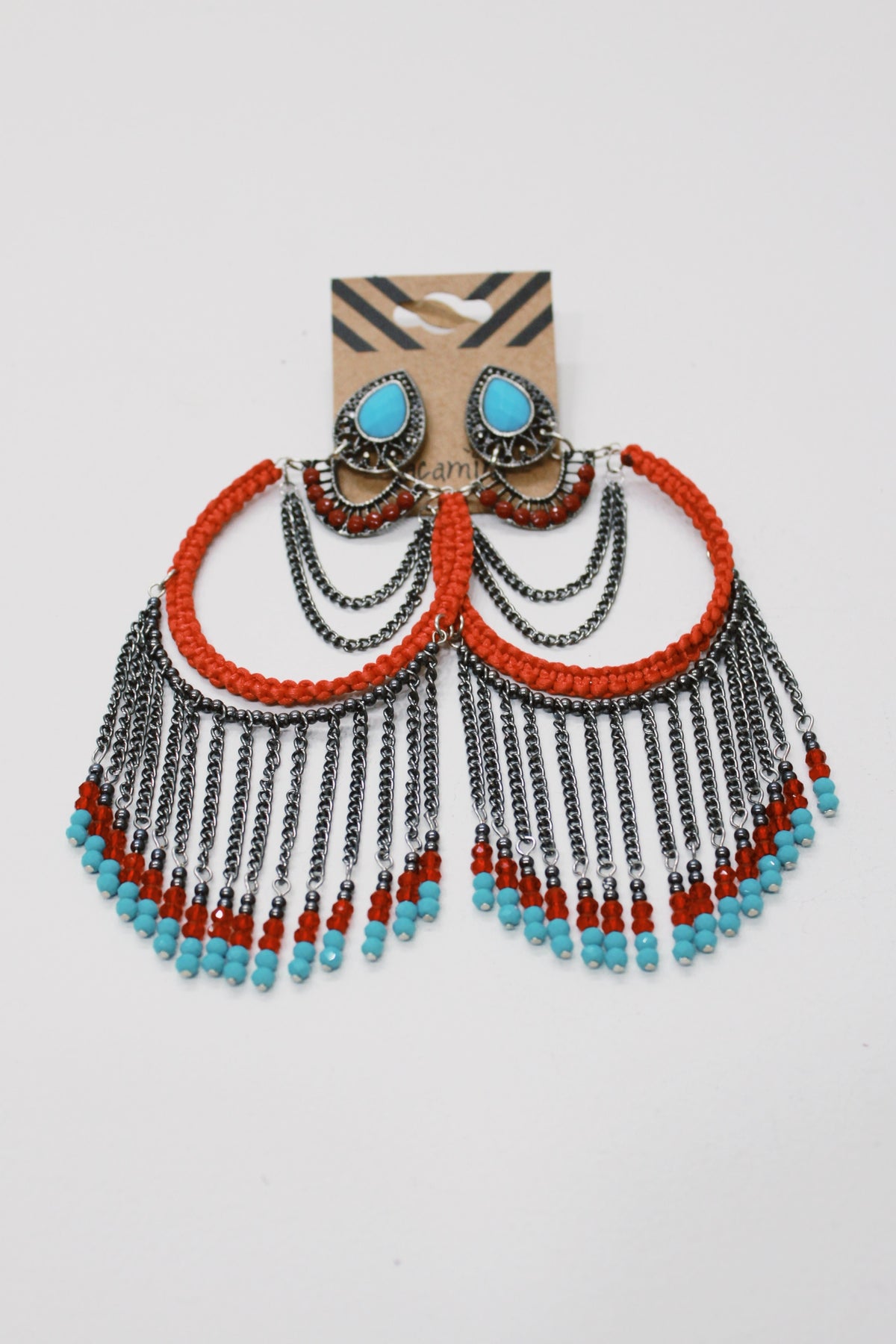 Yacamim Red Beaded Handmade Earring #687