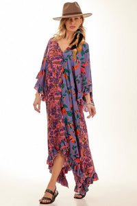 Pink Patchwork Yacamim Loose Kaftan with Points