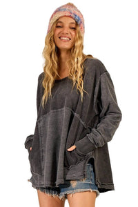 Yacamim A31 Oversized Long Sleeve Graphite Sweatshirt