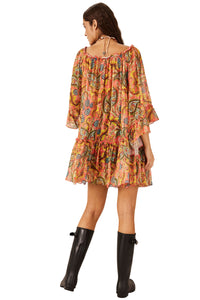 Yacamim C6 Paisley Print Tulle Dress