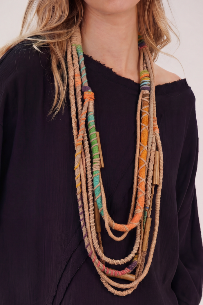 Handmade Necklace Of Colorful Ropes Yacamim #907
