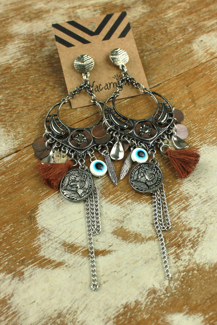Handmade Earring With Metals And Coins Yacamim #343