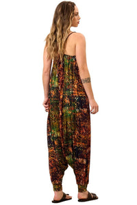 Harem Jumpsuit with Straps and Pockets Digital Batik Print Yacamim