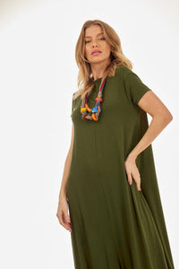 Yacamim Military Green Sarouel Wide-Leg Jumpsuit