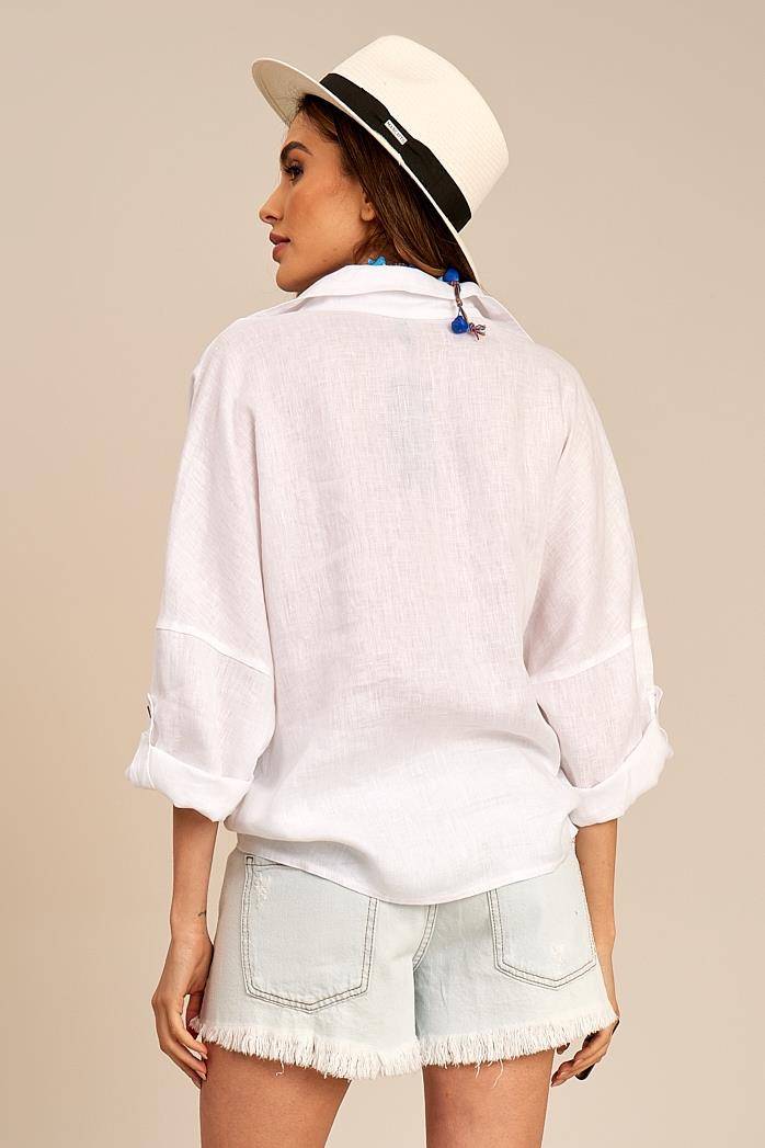 Yacamim White Linen Batiste Shirt
