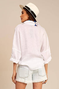 Yacamim White Linen Batiste Shirt