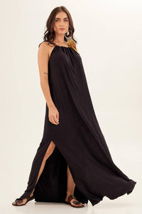Yacamim Black Halterneck Maxi Dress