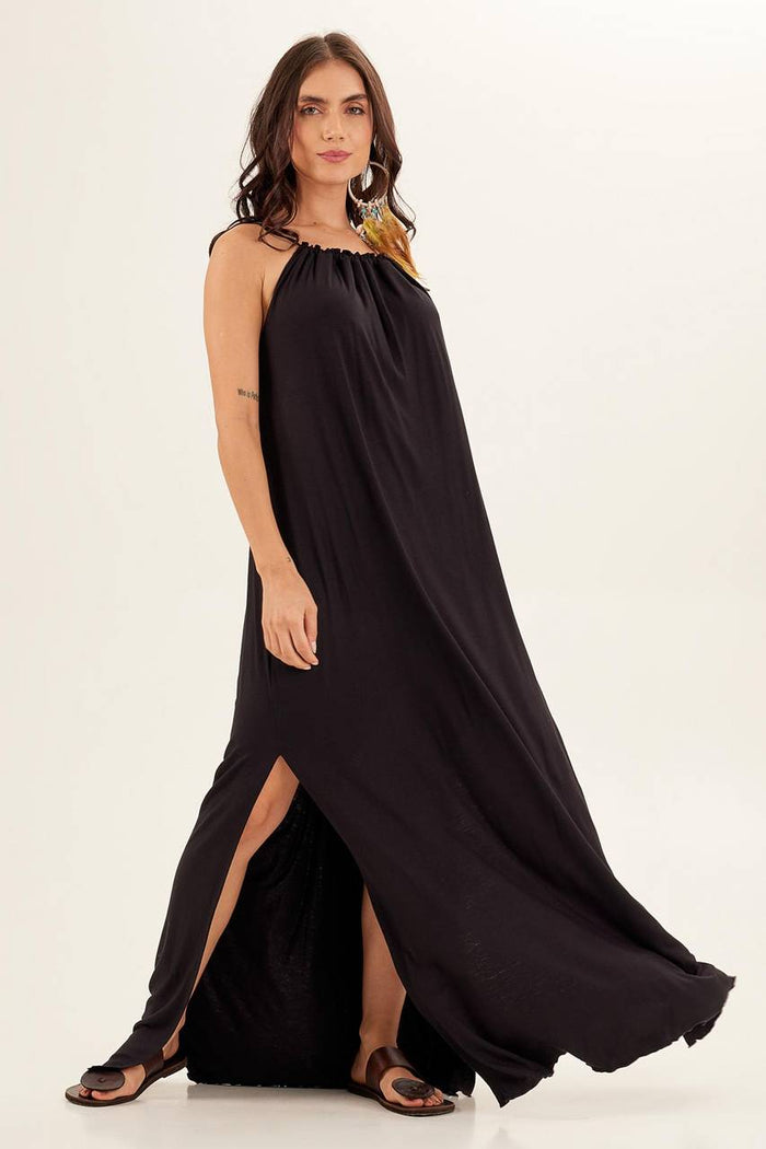 Yacamim Black Halterneck Maxi Dress