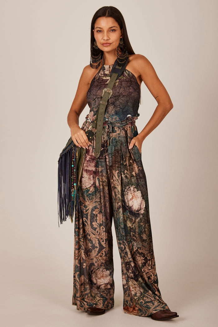 Yacamim A28 Digital Print Palazzo Knit Pants