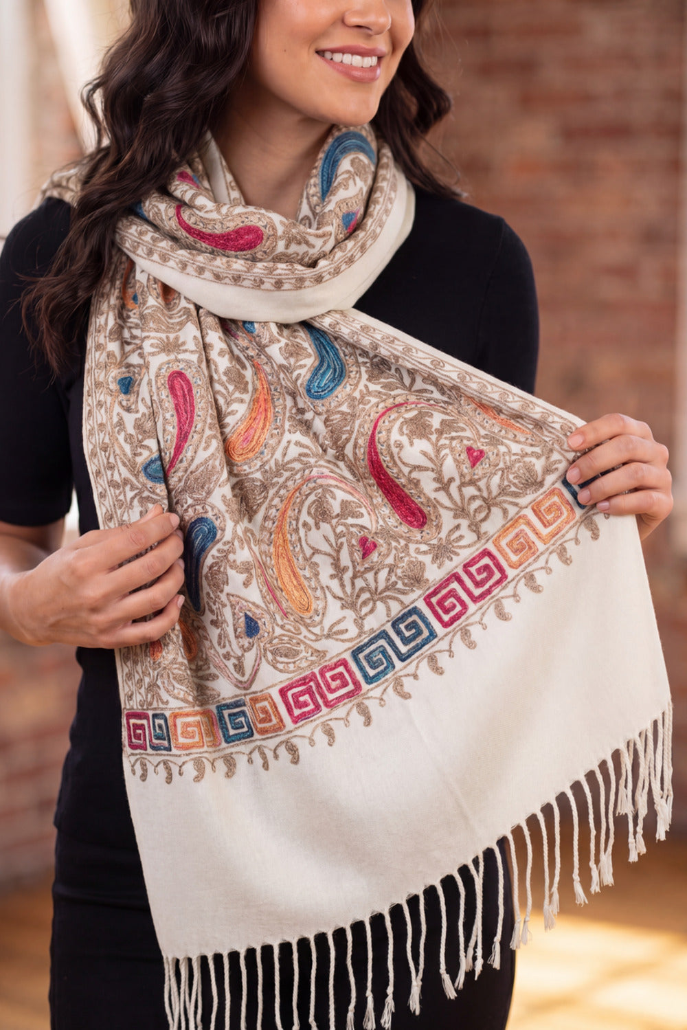 Yacamim White Cashmere Scarf