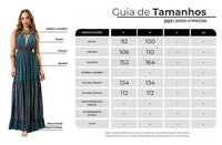 Yacamim D20 Dark Blue Patchwork Long Dress with Halter Neckline and Shirring