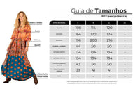Yacamim Orange Patchwork Long Dress with Puffy Sleeves