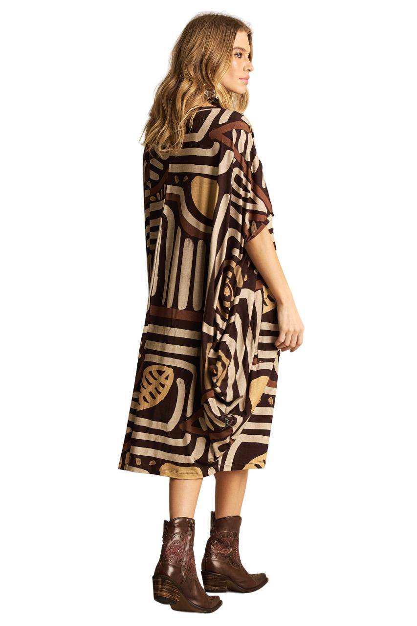 Brown Printed Yacamim Sweatshirt with Front Pocket B16