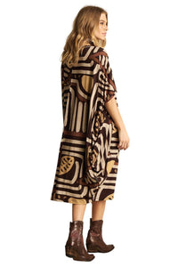 Brown Printed Yacamim Sweatshirt with Front Pocket B16