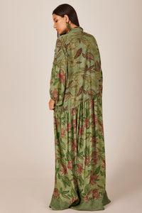 Yacamim C26 Green Patchwork Crochet Long Dress