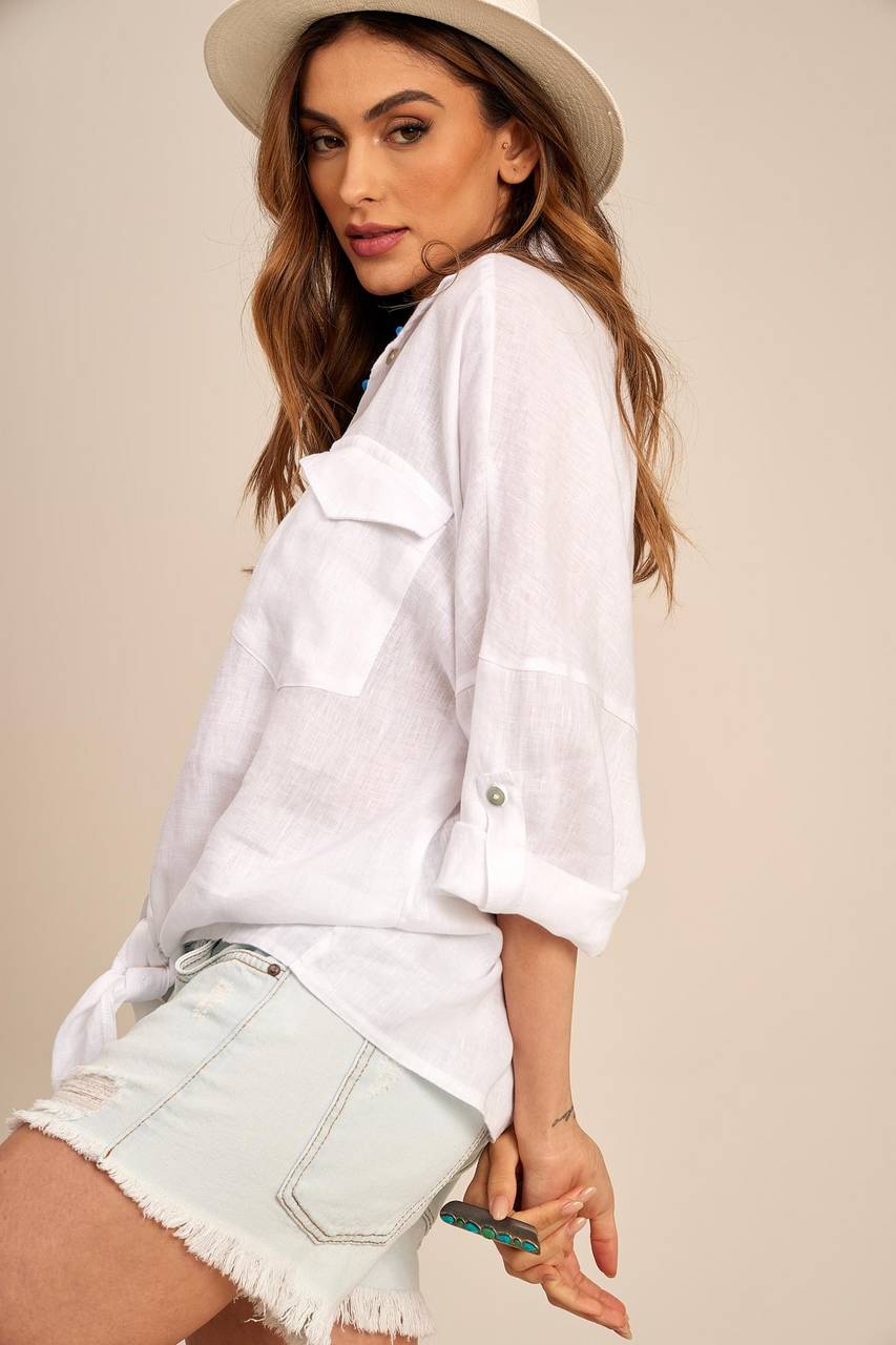 Yacamim White Linen Batiste Shirt