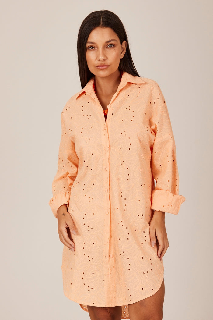 Classic Broderie Extended Chemise Light Orange Yacamim M5