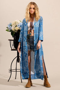 Yacamim M2 Long Blue Printed Chemise
