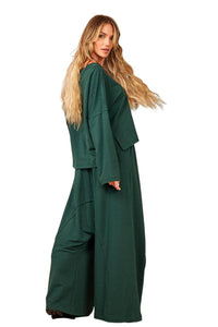 Yacamim Dark Green Harem Pants with Pockets