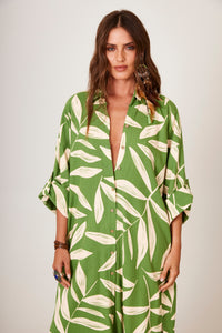 Yacamim Green Printed Midi Shirt P8