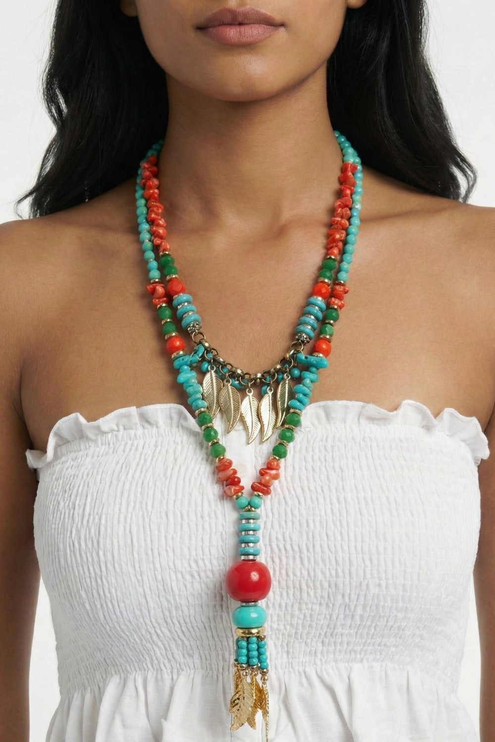 Handmade Yacamim Beaded Necklace with Mixed Charms #834