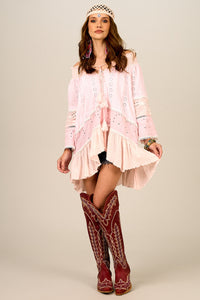 Yacamim Light Pink Broderie Ciganinha Wide Blouse B10