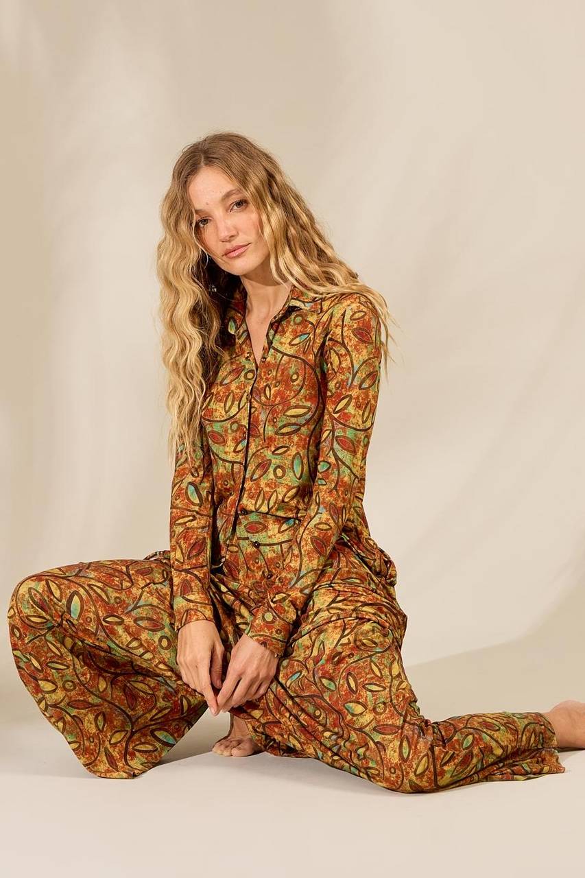 Yacamim Printed Shirred Waist Harem Pants