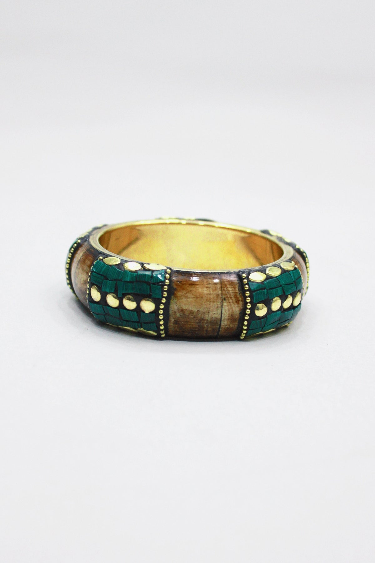 Metal Bracelet with Green Mosaics Yacamim #454