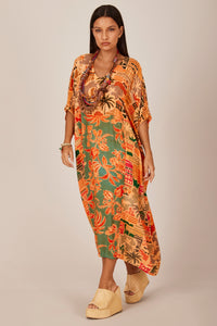 Yacamim J9 Orange Patchwork Long Kaftan