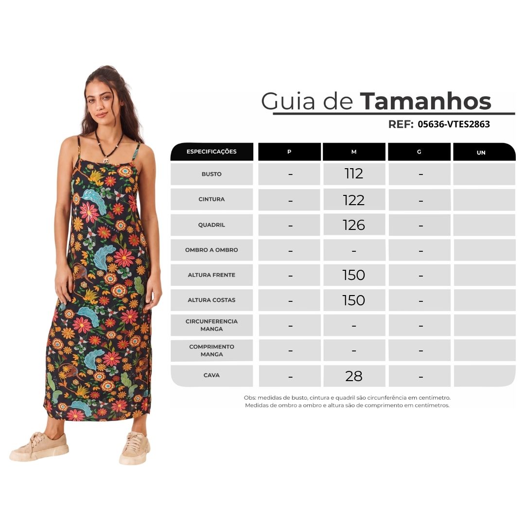 Vestido Midi Com Alças Reguláveis Preto Floral Yacamim T4